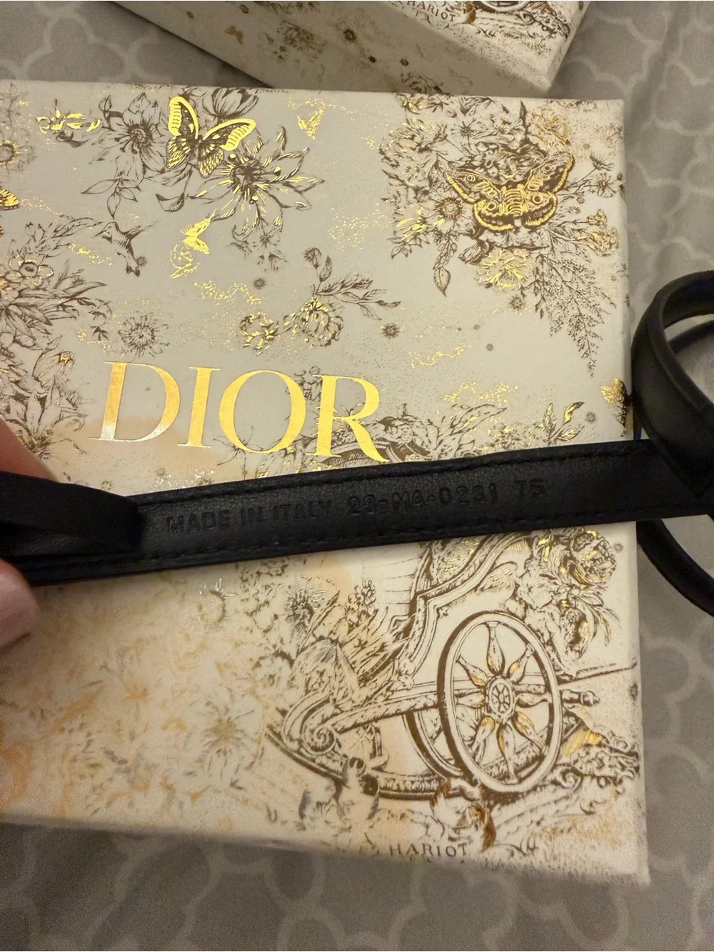 Dior Bobby fine calfskin Slim Belt with Gold-Tone